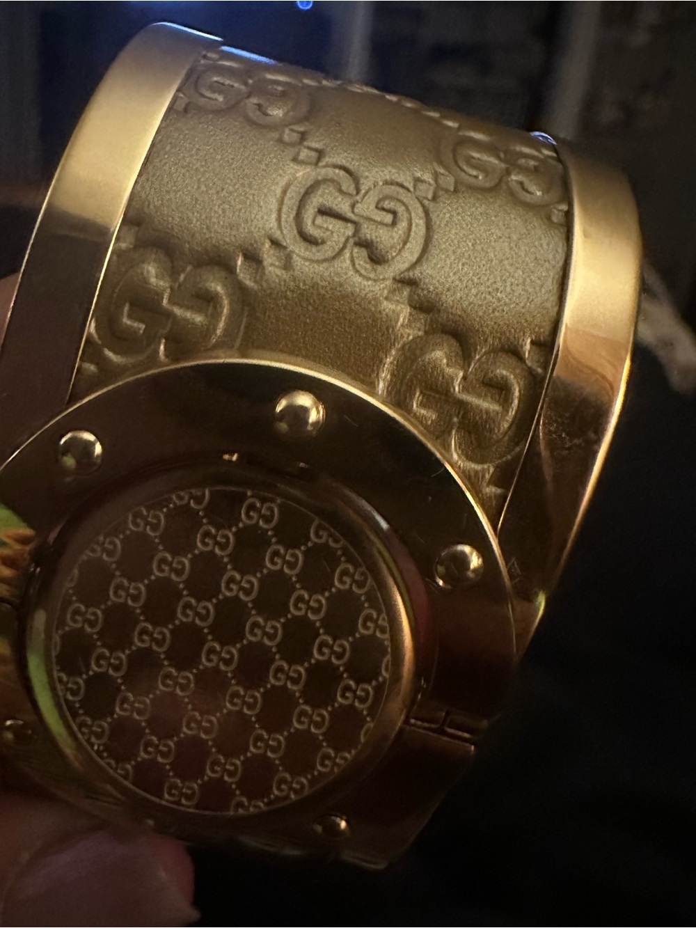 Gucci Gold-Tone Embossed Leather Bangle Watch - Picture 8 of 8
